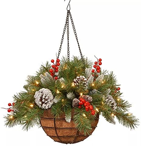 HANNIY 40X25 cm asılı Noel sepetleri ile ışıkları, açık Noel çiçek sepetleri, Prelit yılbaşı dekoru, noel sepeti dışında