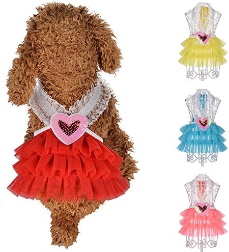 Asdf586ıo Köpek Aksesuarları, Yaz Köpek Yavrusu Güzel Kalp V Yaka Prenses Elbiseler Etek Giyim Pet Malzemeleri-Pembe XS