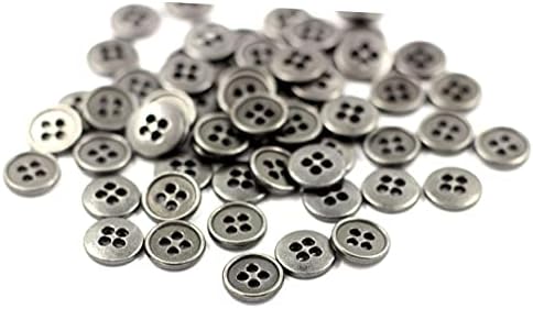 Çerçeve 100 Adet Mini Gri Gümüş Dört Delikli Metal Düğmeler. 8mm (5/16 inç)