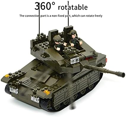 QLT Askeri Tank Yapı Taşları Set, Merkava WW2 Askeri Tank Silahlı Tankı ile 5 Asker Rakamlar, oyuncaklar Hediye Boys için 8-12(343