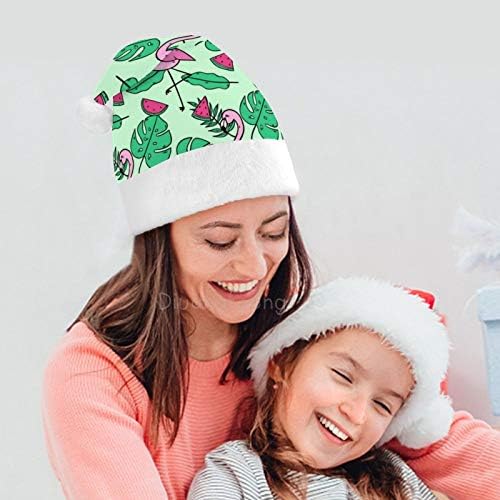 Noel Santa Şapka, Tropikal Flamingo Karpuz Noel Tatil Şapka Yetişkinler için, Unisex Konfor Noel Şapka için Yeni Yıl Şenlikli