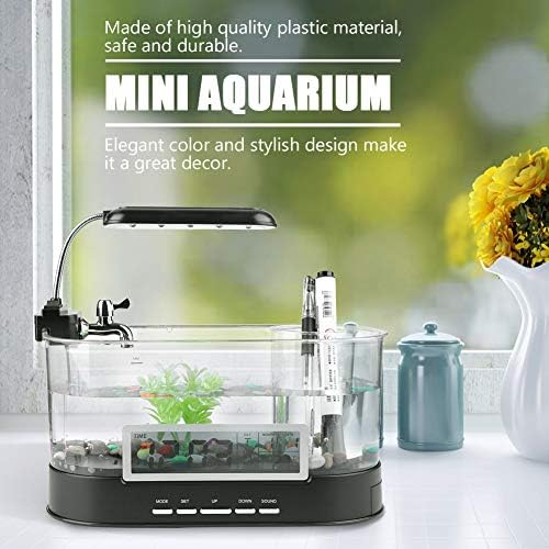 Jeanoko Küçük Betta Balık Tankı, Mini Balık Tankı Akvaryum Çok Fonksiyonlu USB Şarj Edilebilir Elektronik Ev Dekorasyon için