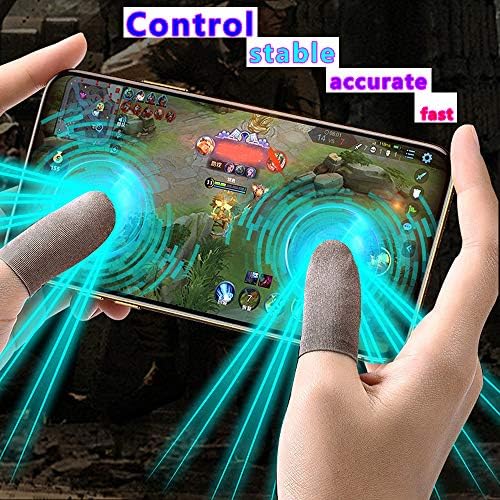 Mobil Oyun Denetleyicisi Parmak Kol Setleri [12 Paketi], Anti-Ter Nefes Tam Dokunmatik Ekran Duyarlı Ateş Amacı Joystick Parmak