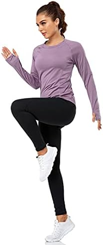 Jusfitsu kadın Egzersiz Gömlek Uzun Kollu Hızlı Kuru Yoga Koşu Spor Gömlek Nefes Atletik Spor Spor Tops