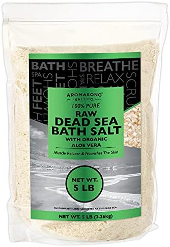 Organik Aloe Vera ile 5 lbs ham Ölü Deniz Tuzu, Temizlenmemiş, Hala Ölü deniz Çamuru, İnce Orta Taneli Büyük açılıp kapanabilir