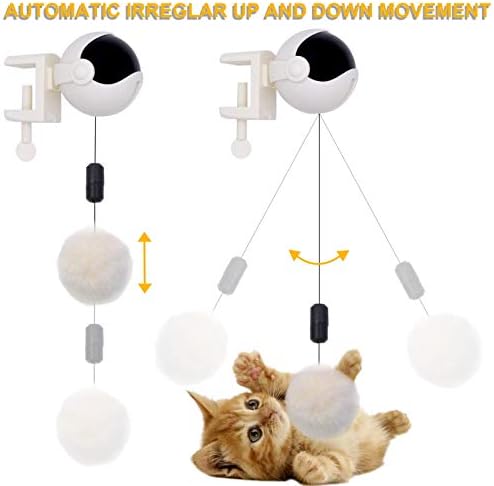 ZALALOVA Interaktif Kedi Oyuncaklar, Otomatik Kaldırma Kedi Teaser & Teaser Topu w / 5 Yedekler Kedi Peluş Oyuncaklar Tüy Oyuncaklar
