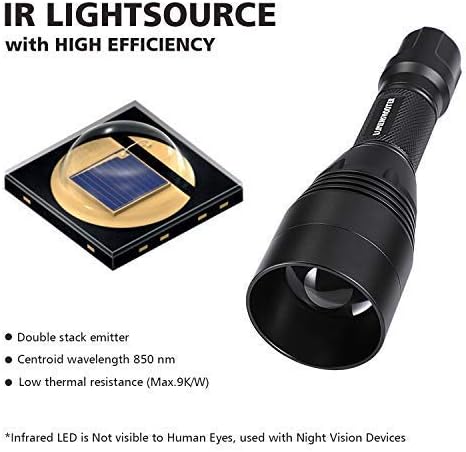 850nm kızılötesi avcılık ışık el feneri, ışın ayarlanabilir IR aydınlatıcı, LUMENSHOOTER A8S Uzun Menzilli Kapsam Monte Torch