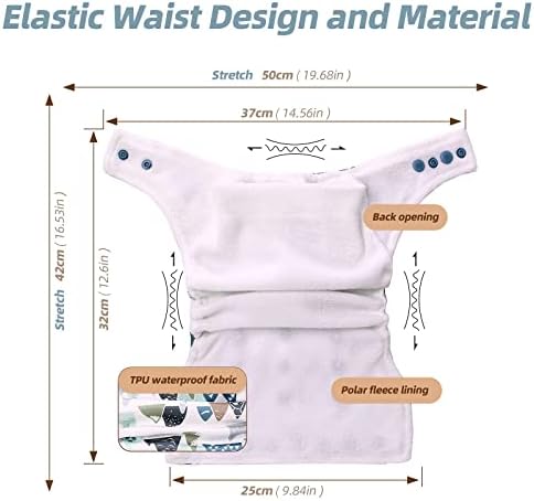 Bebek Bezi Bezi Bir Boyut Ayarlanabilir Yıkanabilir Kullanımlık Cep Bezi Bebek Kız ve Erkek için 5 Packs + 5 Mikrofiber Ekler