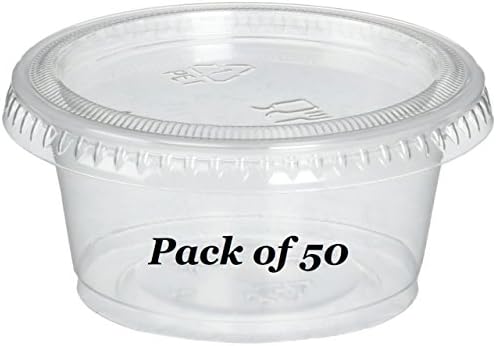 Reditainer - Plastik Tek Kullanımlık Porsiyon Bardakları-Jello Shot Kupası-Mükemmel Sufle Kupası (2 Ons, Kapaklı 50 Bardak Paket)