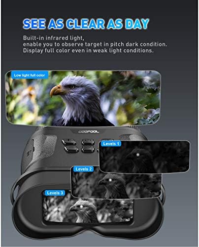 Tam Karanlık için Dijital Gece Görüş Gözlüğü Dürbün-Gündüz ve Gece için HD 1080P Video Uzun Mesafe Kızılötesi