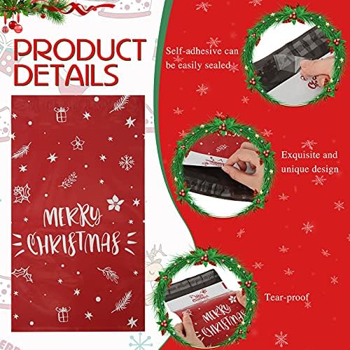 180 Parça Noel Poli Postaları 6x9 İnç Noel Mat Posta Zarfı Noel Kar Tanesi Nakliye Çanta Kendinden Yapışkanlı Ambalaj Çanta için