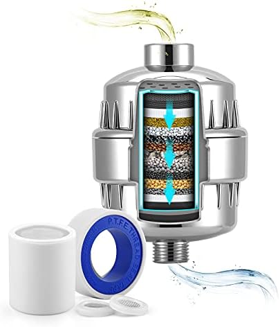 Yüksek Çıkışlı 12 Kademeli Duş Filtresi (En Son Üstün Gelişmiş 30x Filtre Ortamı ), Sert Su için Su Filtresi,Klor ve Florürü