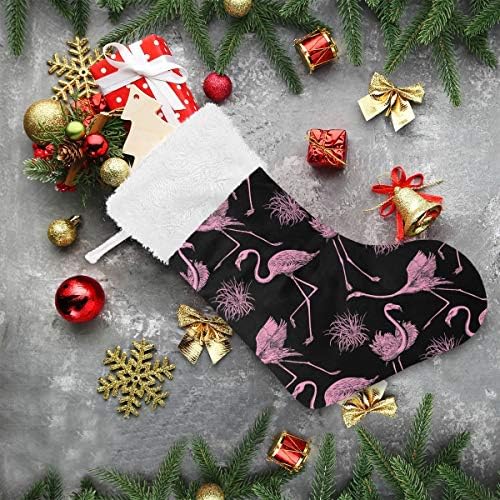 YUEND Büyük Beyaz Peluş Trim ile Klasik Kişiselleştirilmiş Hayvan Pembe Kuşlar Moda Patter Noel Stocking Kitleri için Aile Tatil