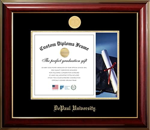 Kampüs Görüntüleri DePaul Üniversitesi 11w x 8.5 h Klasik Maun Altın Kabartmalı Diploma Çerçevesi