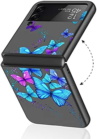 AİGOMARA ile Uyumlu Samsung Galaxy Z Flip 3 5G Sert PC Durumda Kelebekler Desen Tasarım Anti-Scratch Darbeye Koruma Kablosuz