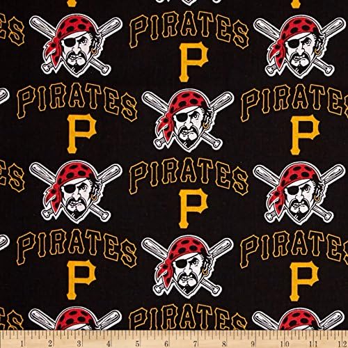 MLB Pamuklu Çuha Pittsburgh Pirates Siyah / Sarı Kumaş