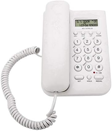 Goshyda Kablolu Telefon, KX-T076 FSK/DTMF Çift Sistemi Sabit Masaüstü Duvar Kablolu Telefon için Ev/Otel / Ofis (Beyaz)