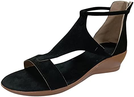USYFAKGH Rahat Sandalet Kadın Flip Flop Kızlar Için Yaz Bayan Burnu açık Platformu rahat ayakkabılar Düz Renk Fermuar Takozlar