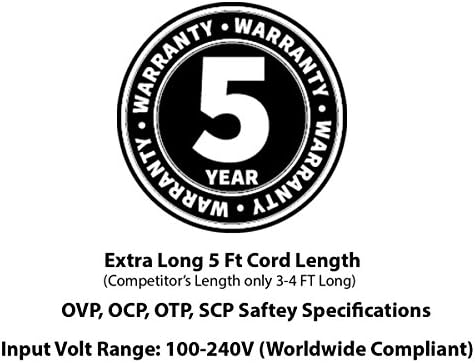 [UL Listelenen] 8 Ayak Uzun Omnihil AC/DC Güç Adapter12V 3.33 A (3330mA) 5.5x2.5 milimetre ile uyumlu iHome ıBT4, ıBN10, ıBN97