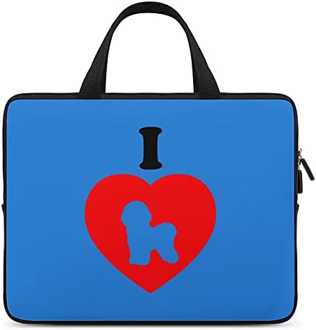 Ben Aşk Bichon Köpek Laptop çantası Su Geçirmez Taşıma Çantaları Evrak Uyar Dizüstü/E-Kitaplar/Tablet (10 inç-17 inç, 5 boyutları)