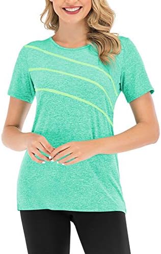 Bayan Yoga Tunik Egzersiz Tops Kuru Fit Ekip-Boyun Activewear Koşu Gömlek Casual Tee Kısa Kollu Yoga T-Shirt