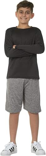 4 Paket: Çocuğun Kuru-Fit Nem Esneklik Performans Uzun Kollu T-Shirt, UV Güneş Koruma Açık Aktif Atletik Ekip Üst