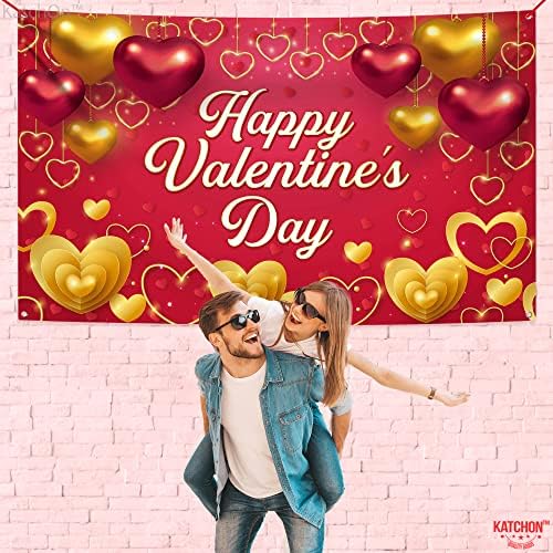 XtraLarge, Mutlu Sevgililer Günü Afiş - 72x44 İnç | Sevgililer Fotoğraf Arka Planında / Sevgililer Günü Dekorasyon Romantik Süslemeleri